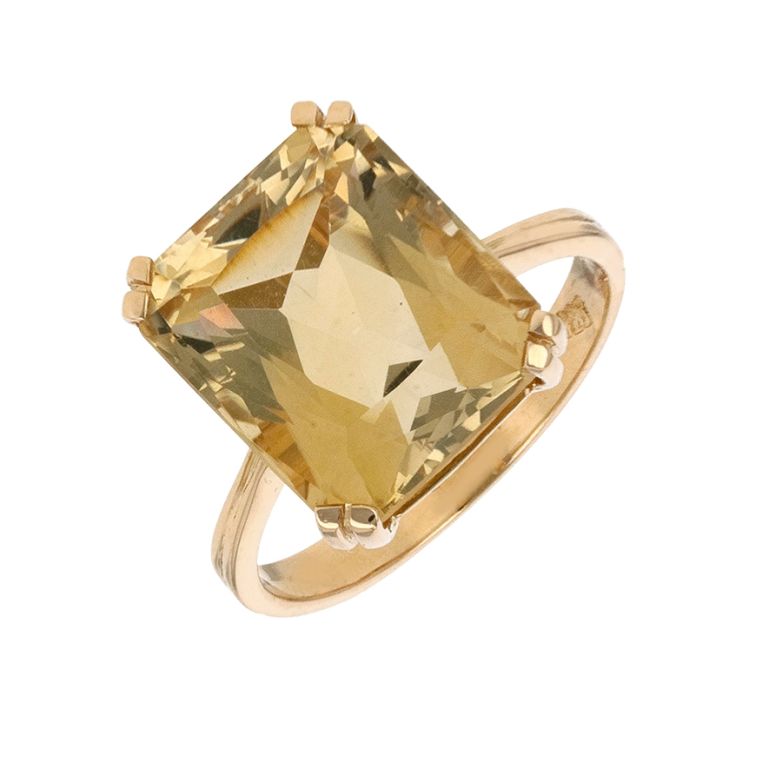 Bague vintage citrine 8.70 carats or jaune 5.89g Comme neuf -  reconditionné disponible sur Gemme Les Bijoux